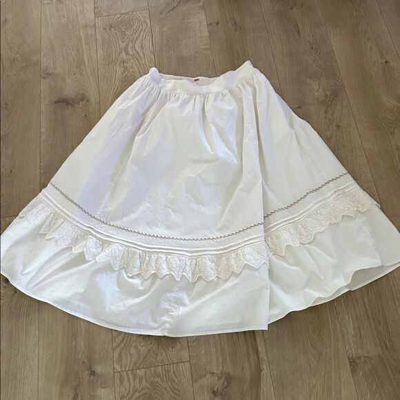 Free People Maeberrie Skirt, Ivory, Size Large, NWT, DISPLAY SKIRT - Picture 3 of 13